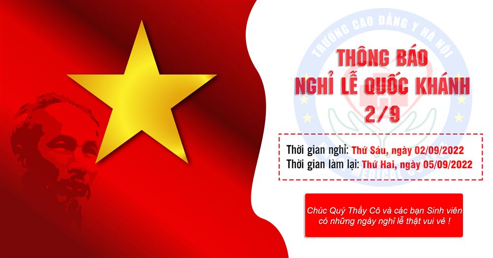 Trường Cao Đẳng Y Hà Nội Thông báo nghỉ lễ Quốc Khánh 02/9/2022
