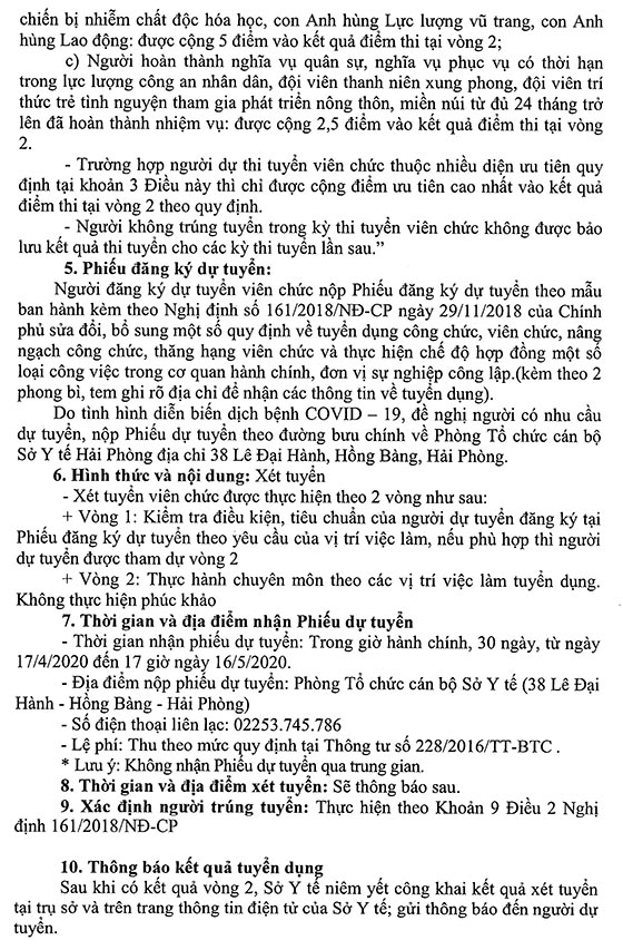 Trung tâm Y tế huyện An Lão, TP.Hải Phòng tuyển dụng viên chức năm 2020